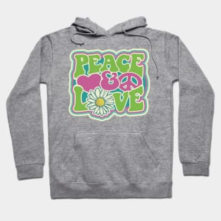 LOVE PEACE RETRO Style 1970s Color Blast Hippie Style Hoodie